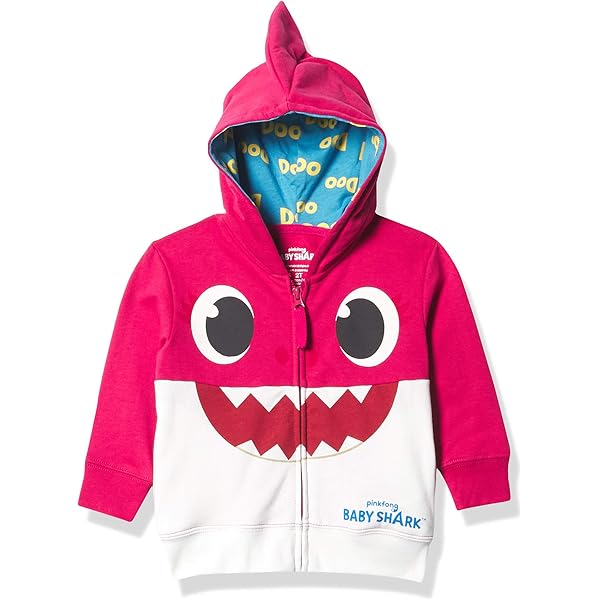 Amazon.com: Pinkfong Boys Zip Up Big Face Hoodie-Baby Shark